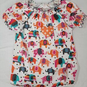 Mis Tee V-Us v us Girl's Shirt Top Elephant Size 12 Short Sleeve Elastic Neck